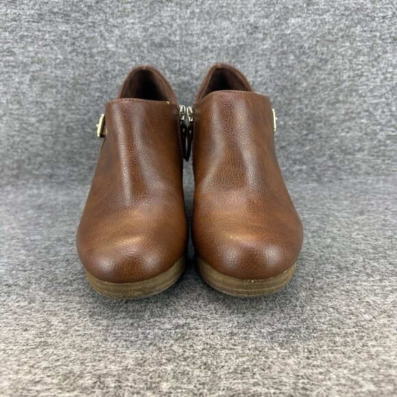 ✅Dr.Scholl's Boots Womens 8W Brown Leather Wedge Ankle Side Zip Fashion Booties. - Picture 5 of 10